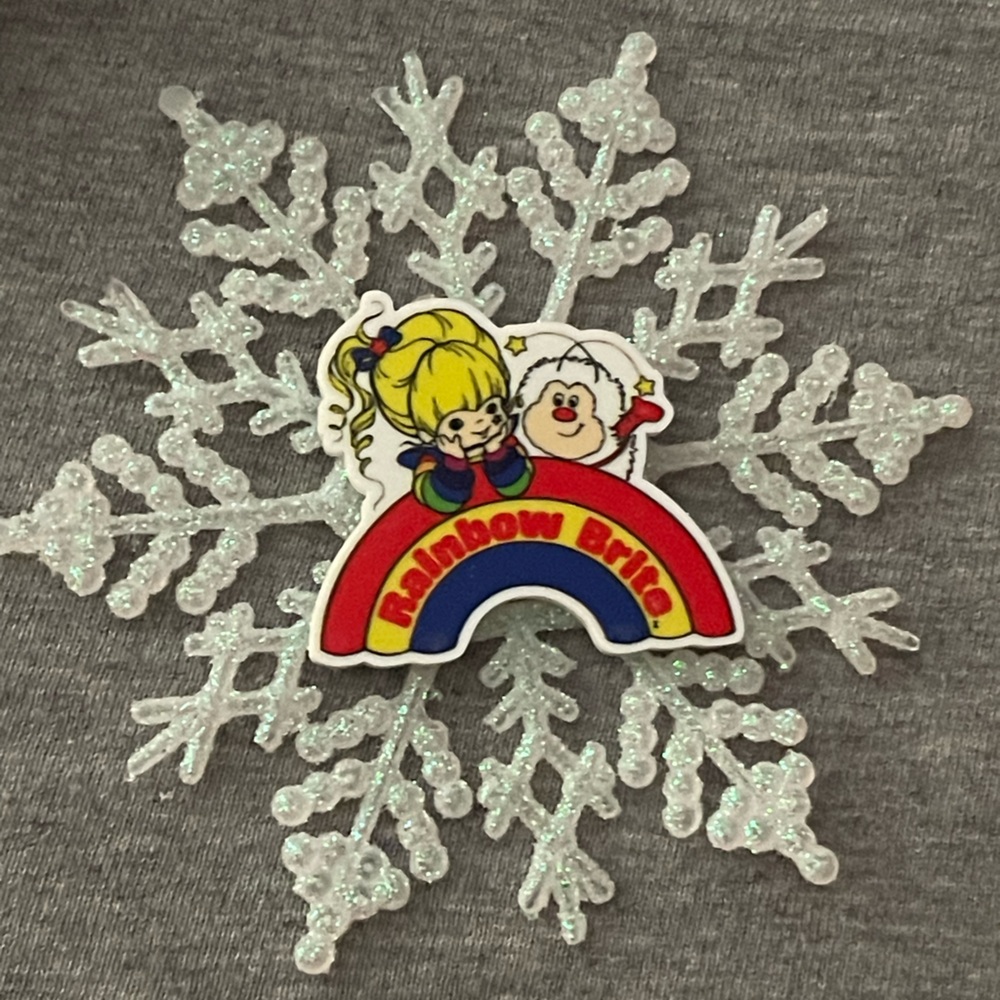 Rainbow Glittery Snowflake Ornament with Character Design